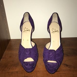 Purple Suede platform Peep Toe